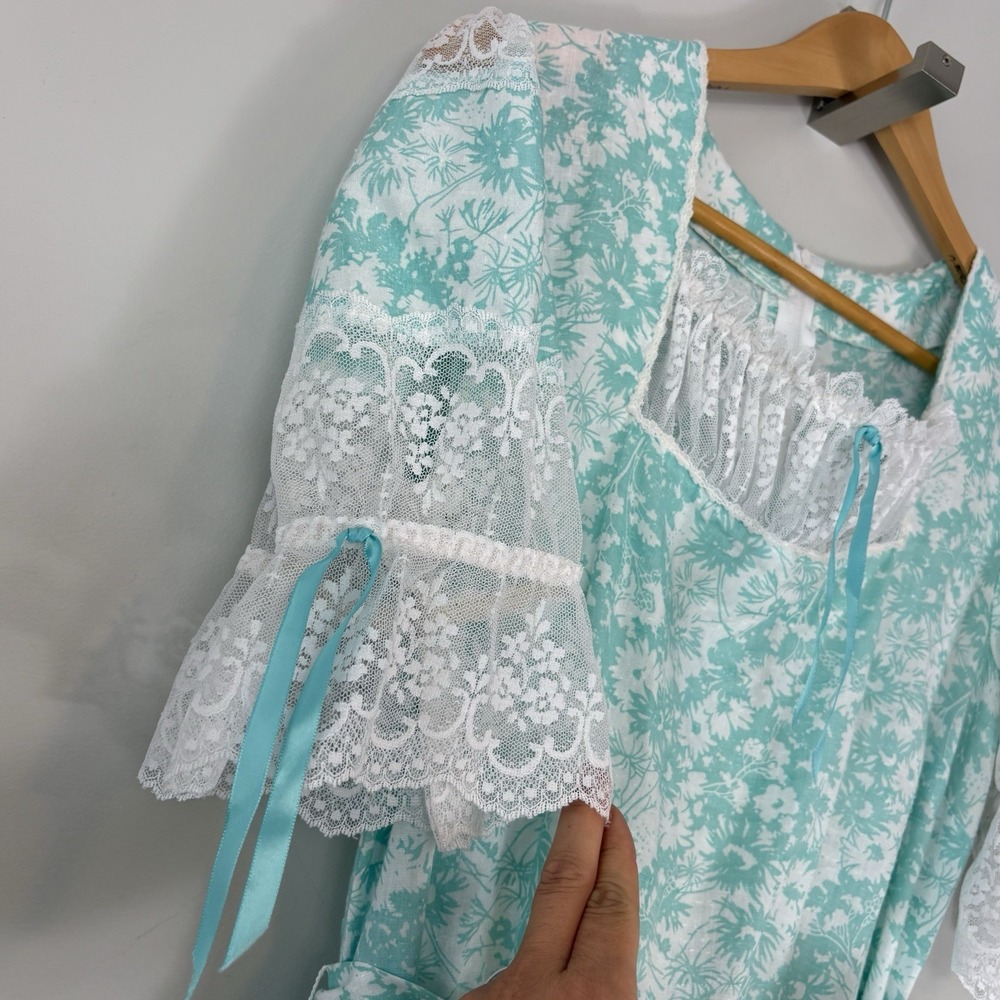Country Western Puff Sleeve 60s 70s Vintage Full Circle Skirt Prairie Dress S/M - Picture 4 of 13